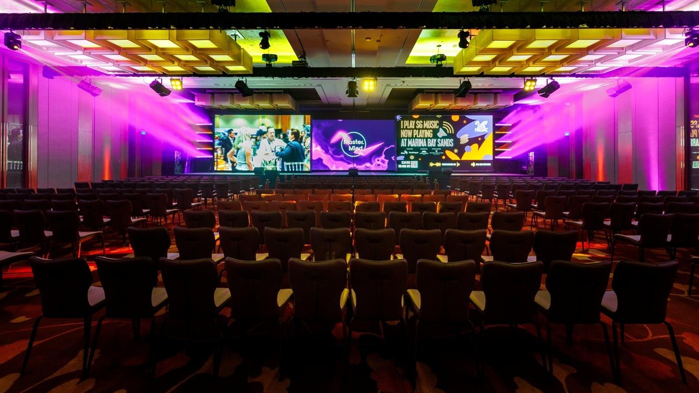 Theatre seating event setup at Marina Bay Sands